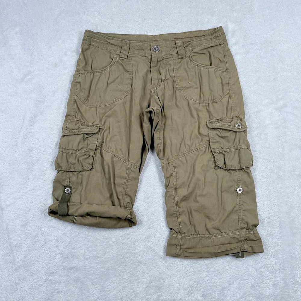 Kuhl Roll Up Cargo Shorts Women 6 Olive Green Hiking Utility Adjustable Bermuda